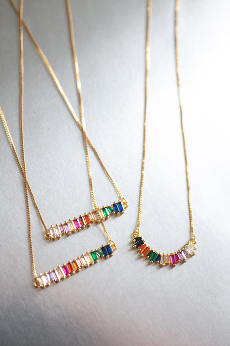 Colorful Rainbow CZ Rhinestone Necklace