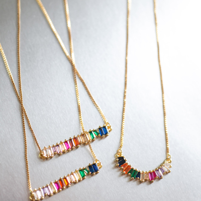 Colorful Rainbow CZ Rhinestone Necklace