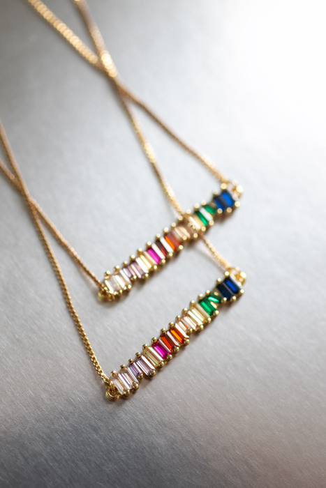 Colorful Rainbow CZ Rhinestone Necklace