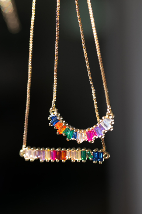 Colorful Rainbow CZ Rhinestone Necklace