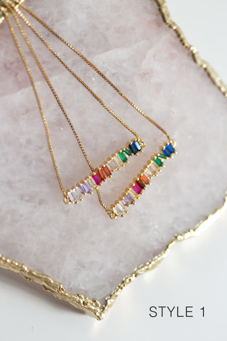 Colorful Rainbow CZ Rhinestone Necklace