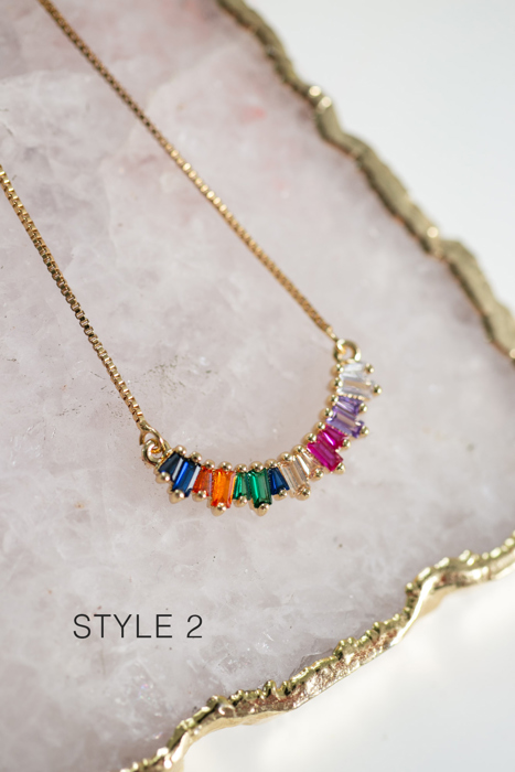 Colorful Rainbow CZ Rhinestone Necklace