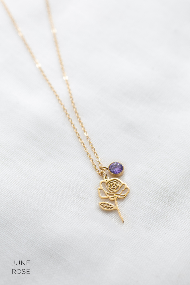 Dainty Birthstone & Birth Flower Necklaces