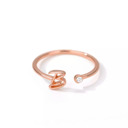 B Rose Gold Initial Letter Ring