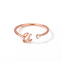 U Rose Gold Initial Letter Ring