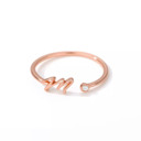 M Rose Gold Initial Letter Ring