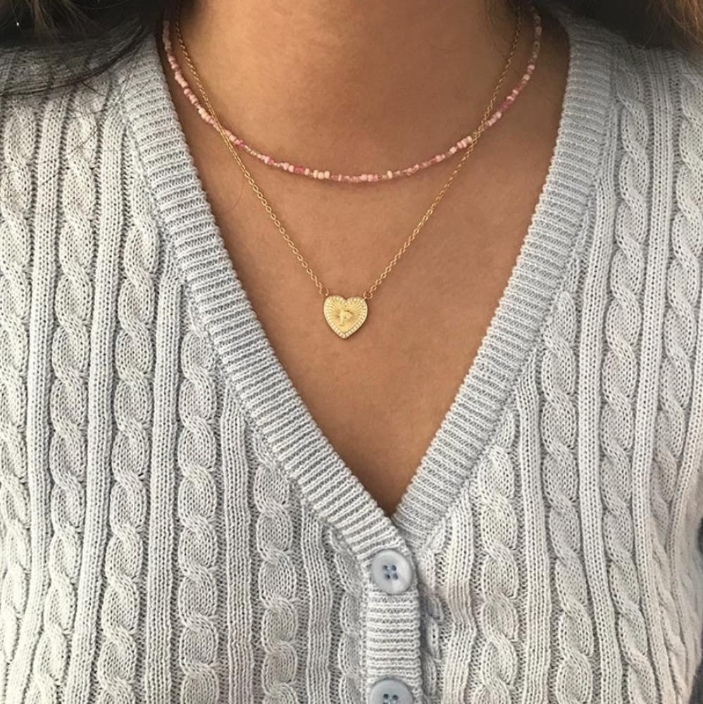 Initial Letter Heart Necklace