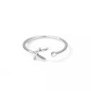 K Silver Initial Letter Ring