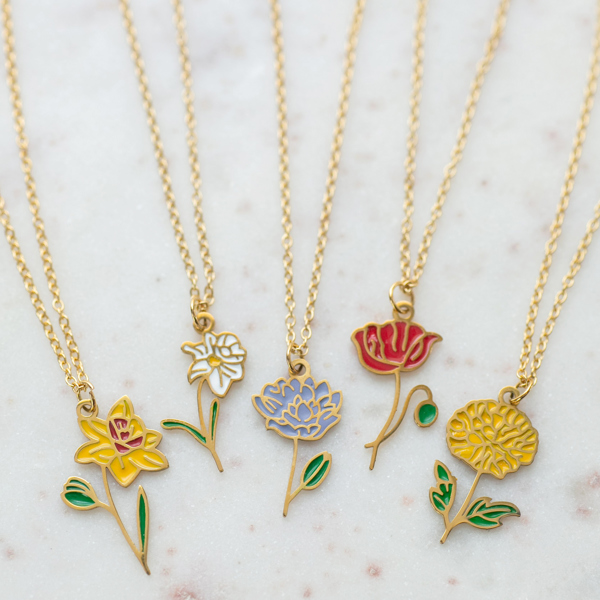 Colorful Birth Flower Necklace