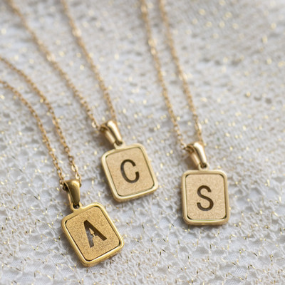 Shimmery Gold Initial Letter Necklace