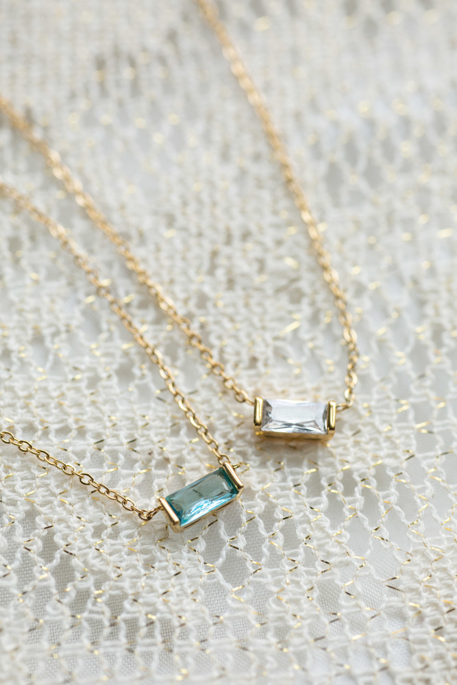 Baguette Birthstone Necklace