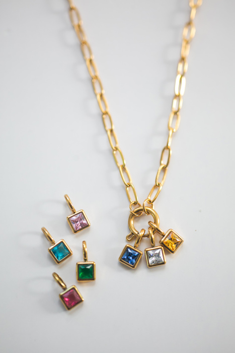 Personalized Birthstone Charm Necklace