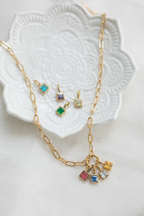 Personalized Birthstone Charm Necklace