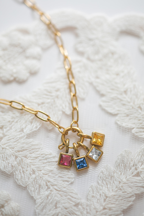 Personalized Birthstone Charm Necklace