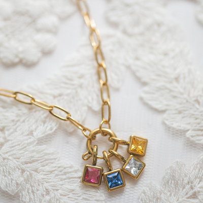Personalized Birthstone Charm Necklace