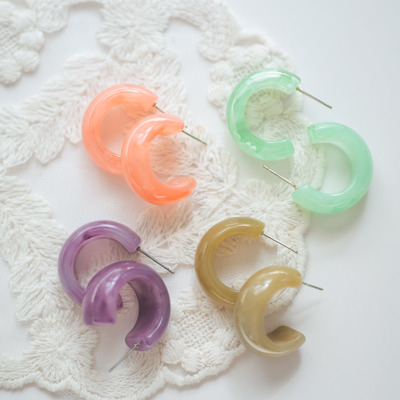 Pretty Pastel Resin Hoop Earrings