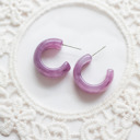 Purple Pretty Pastel Resin Hoop Earrings