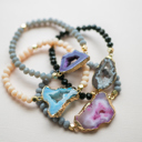  Natural Stone Geode Beaded Bracelet