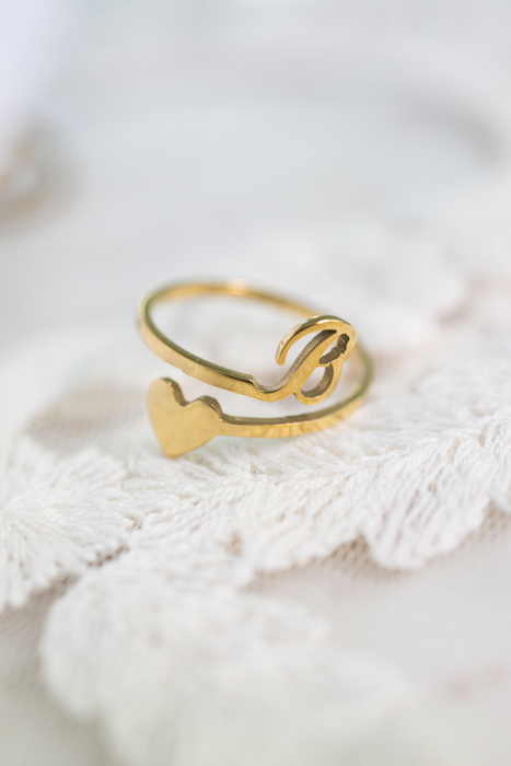 Dainty Initial Letter Ring | Initial Heart Ring