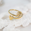 B Dainty Initial Letter Ring | Initial Heart Ring