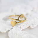 C Dainty Initial Letter Ring | Initial Heart Ring