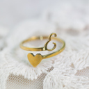 E Dainty Initial Letter Ring | Initial Heart Ring