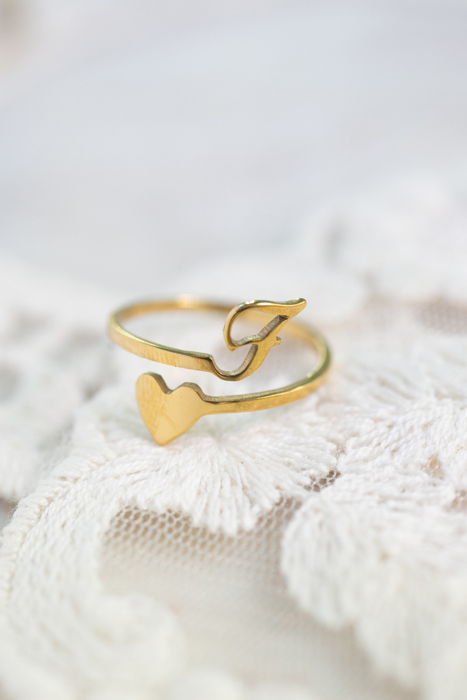 Dainty Initial Letter Ring | Initial Heart Ring