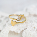 F Dainty Initial Letter Ring | Initial Heart Ring