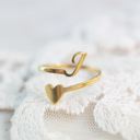 I Dainty Initial Letter Ring | Initial Heart Ring