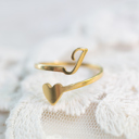 J Dainty Initial Letter Ring | Initial Heart Ring