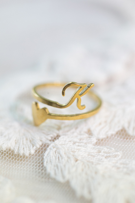 Dainty Initial Letter Ring | Initial Heart Ring