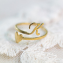 K Dainty Initial Letter Ring | Initial Heart Ring