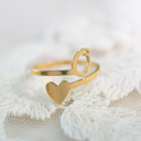 O Dainty Initial Letter Ring | Initial Heart Ring