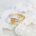 P Dainty Initial Letter Ring | Initial Heart Ring