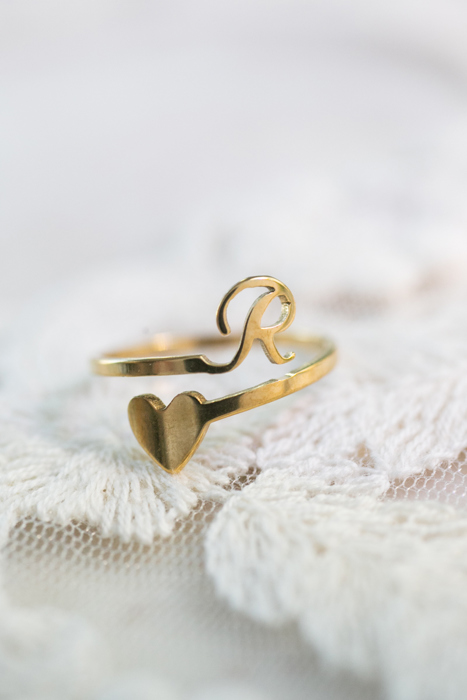 Dainty Initial Letter Ring | Initial Heart Ring