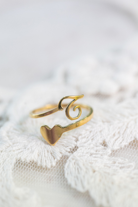 Dainty Initial Letter Ring | Initial Heart Ring