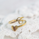 T Dainty Initial Letter Ring | Initial Heart Ring