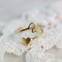 U Dainty Initial Letter Ring | Initial Heart Ring