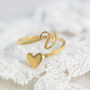 V Dainty Initial Letter Ring | Initial Heart Ring