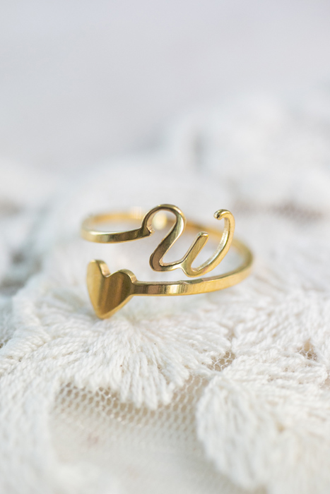 Dainty Initial Letter Ring | Initial Heart Ring