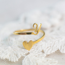 Y Dainty Initial Letter Ring | Initial Heart Ring