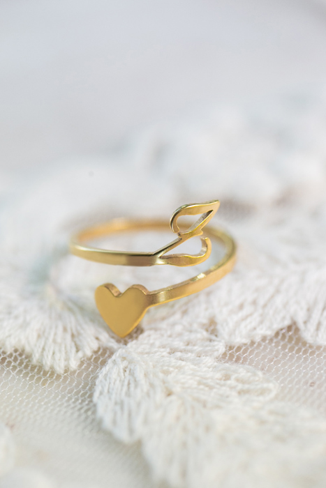 Dainty Initial Letter Ring | Initial Heart Ring