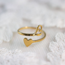 L Dainty Initial Letter Ring | Initial Heart Ring