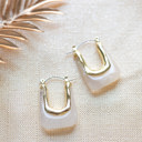 Cream Abstract Hoop Earrings