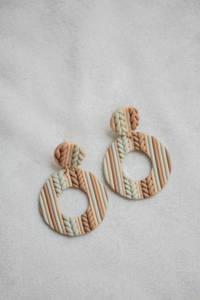 Knit Patterned Clay Earrings