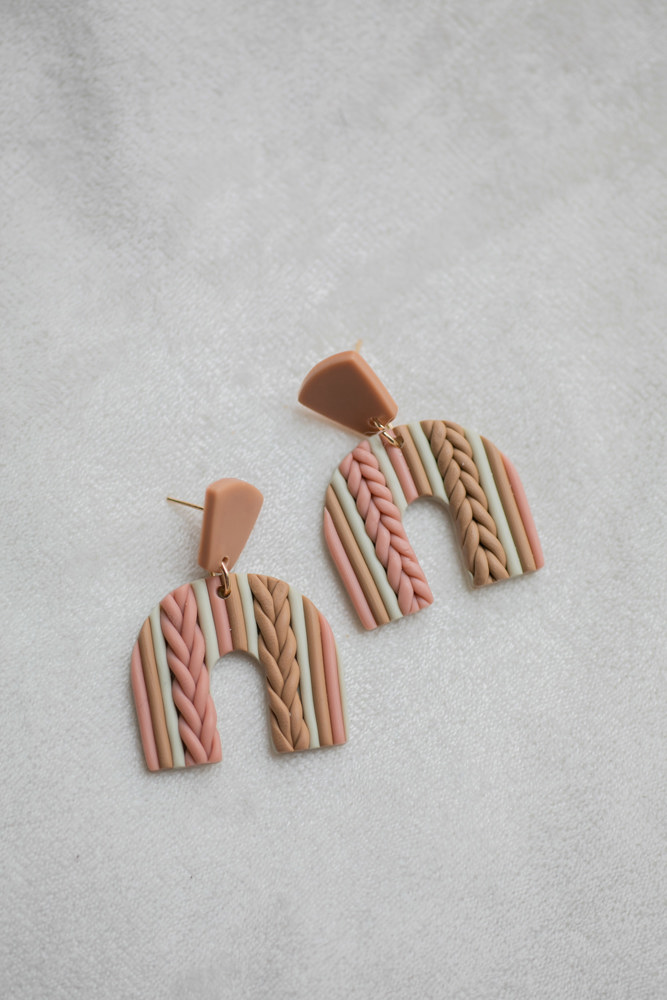 Knit Patterned Clay Earrings