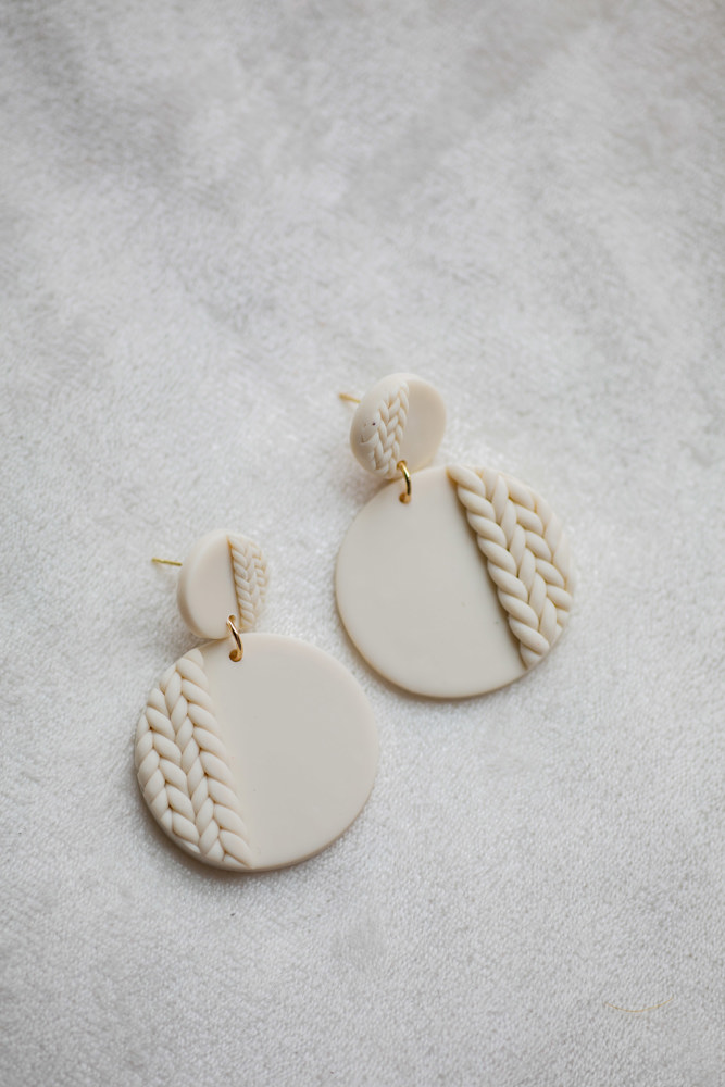 Knit Patterned Clay Earrings