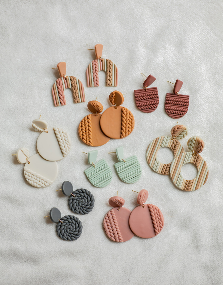 Knit Patterned Clay Earrings