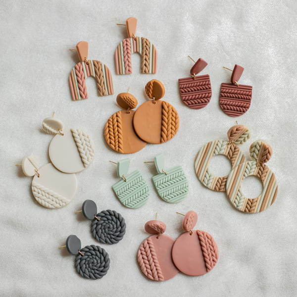 Knit Patterned Clay Earrings