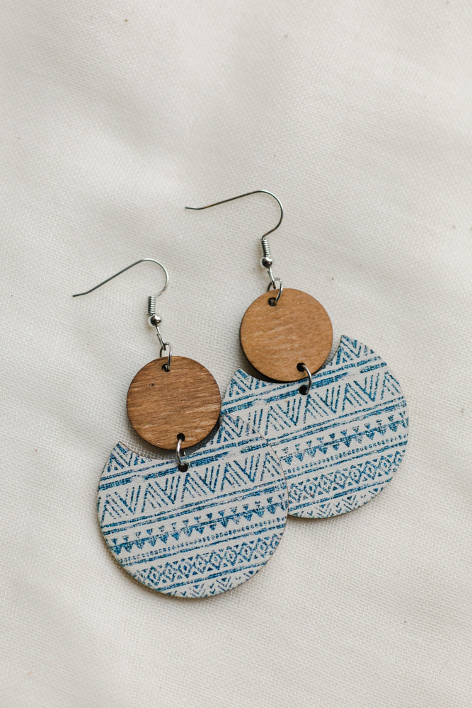 Wooden Patterned Earrings